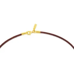 Gargantilla de cuero de 2 mm marrón con cierre con baño de oro de 18 kt sobre plata, 40 cm Chokers^TOUS Clearance