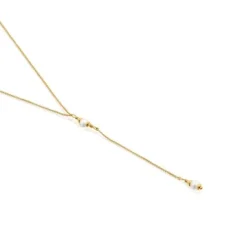 Gargantilla tira con baño de oro de 18 kt sobre plata y perlas cultivadas Gloss^TOUS Sale