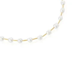 Gargantilla tubo con baño de oro de 18 kt sobre plata y perlas cultivadas Gloss^TOUS Online