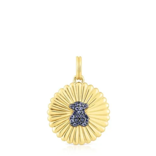 Medalla con baño de oro 18 kt sobre plata y oso con iolitas Iris Motif^TOUS