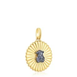 Medalla con baño de oro 18 kt sobre plata y oso con iolitas Iris Motif^TOUS