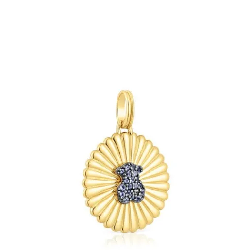 Medalla con baño de oro 18 kt sobre plata y oso con iolitas Iris Motif^TOUS