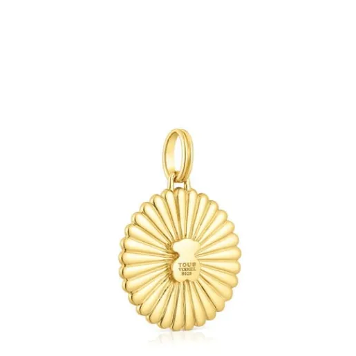 Medalla con baño de oro 18 kt sobre plata y oso con iolitas Iris Motif^TOUS