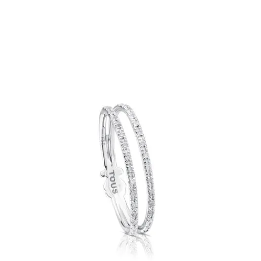 Media alianza de oro blanco con diamantes motivo oso Diamonds^TOUS Clearance