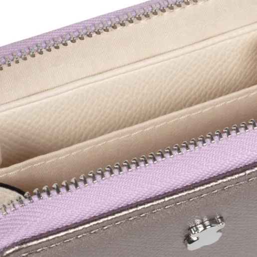 Monedero mediano plateado New Dubai Saffiano^TOUS Best