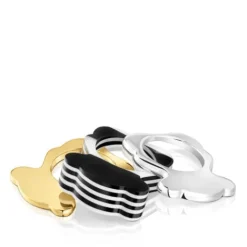 Pack anillos grandes oso bicolor y acetato negro My Other Half^TOUS New