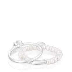 Pack de anillos de plata y perlas cultivadas, corazón y oso Mini Icons^TOUS Online