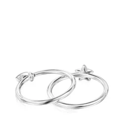 Pack de Anillos motivos oso-estrella de plata Mini Icons^TOUS New