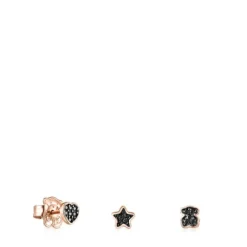 Pack de Pendientes con baño de oro rosa 18 kt sobre plata y espinelas 0,44 - 0,51 cm Motif^TOUS Online