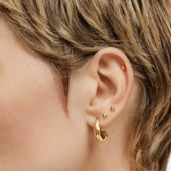 Pack de piercings de oreja de acero IP dorado Balloon^TOUS Hot