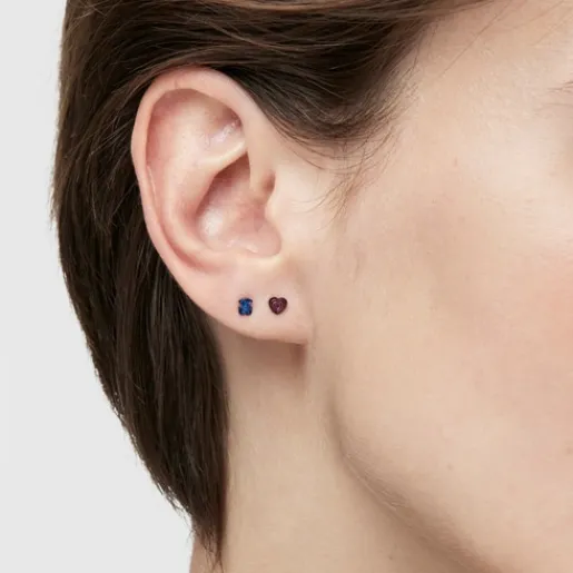 Pack de piercings de oreja de acero IP morado y azul Bickie^TOUS Best