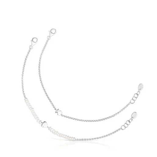 Pack de pulseras de plata y perlas cultivadas, corazón y oso Mini Icons^TOUS Hot