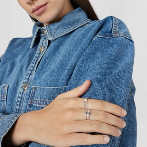 Pack de tres anillos de plata motivos Bold Motif^TOUS New