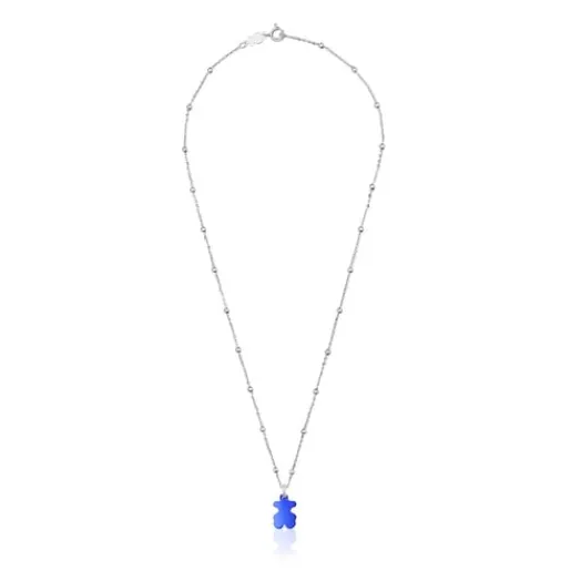 Pack gargantilla de plata y colgante oso de acero en color azul 12 mm Sweet Dolls^TOUS Clearance