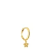 Pendiente individual de aro corto con baño de oro de 18 kt sobre plata y motivo estrella Grain^TOUS