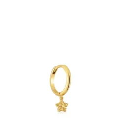 Pendiente individual de aro corto con baño de oro de 18 kt sobre plata y motivo estrella Grain^TOUS