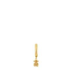Pendiente individual de aro corto con baño de oro de 18 kt sobre plata y motivo oso Grain^TOUS Hot