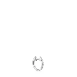 Pendiente individual de aro corto de oro blanco con diamantes 8,5 mm Les Classiques^TOUS Outlet