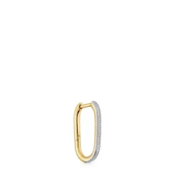 Pendiente individual de aro bicolor millgrain Basics^TOUS Outlet