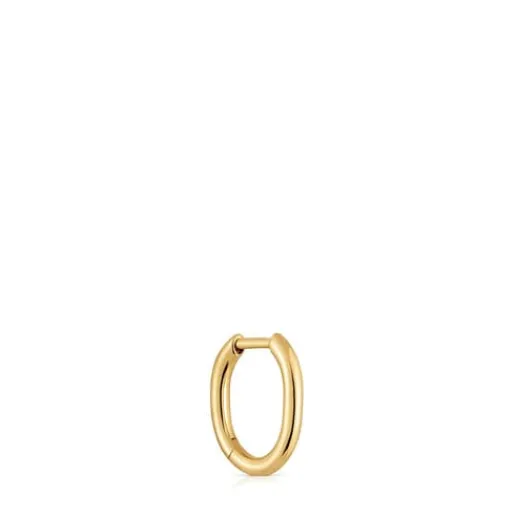 Pendiente individual de aro con baño de oro 18 kt sobre plata 13 mm Basics^TOUS