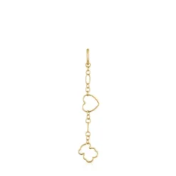 Pendiente individual largo con baño de oro 18 kt sobre plata y motivos New Silueta^TOUS Online