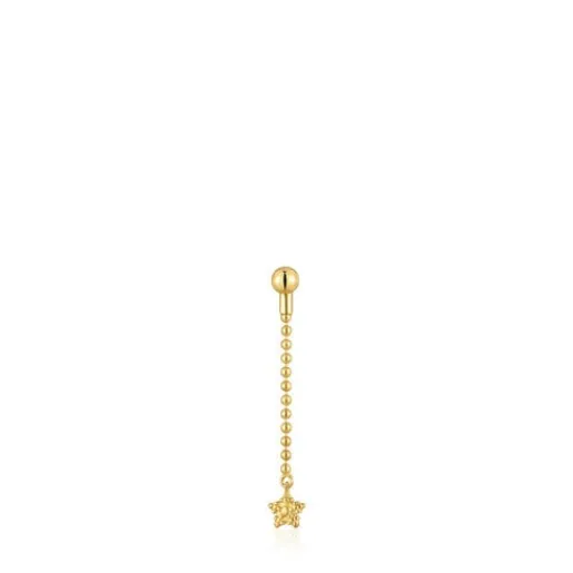 Pendiente largo individual con baño de oro de 18 kt sobre plata Grain^TOUS New