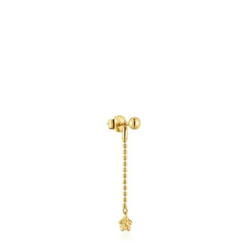 Pendiente largo individual con baño de oro de 18 kt sobre plata Grain^TOUS New
