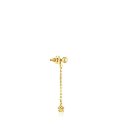 Pendiente largo individual con baño de oro de 18 kt sobre plata Grain^TOUS New