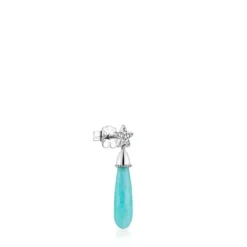 Pendiente suelto corto estrella de oro blanco con diamantes y amazonita Grain^TOUS Hot