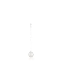 Pendiente suelto largo de oro blanco y perla cultivada Grain^TOUS Online