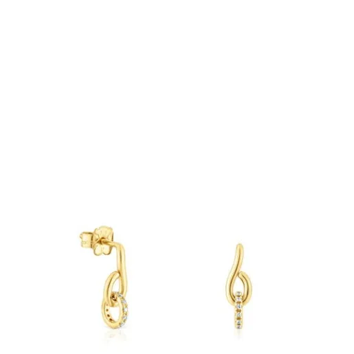 Pendientes anilla de oro con diamantes Bent^TOUS Best