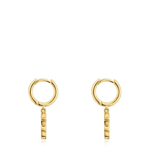 Pendientes aro con baño de oro 18 kt sobre plata y detalle oso colgante Sweet Dolls^TOUS Discount