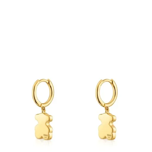 Pendientes aro con baño de oro 18 kt sobre plata y detalle oso colgante Sweet Dolls^TOUS Discount