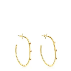 Pendientes aro con baño de oro 18 kt sobre plata y gemas Magic Nature^TOUS Clearance
