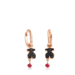 Pendientes aro con baño de oro rosa 18 kt sobre plata Motif^TOUS Discount