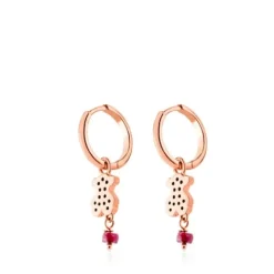 Pendientes aro con baño de oro rosa 18 kt sobre plata Motif^TOUS Discount