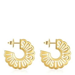 Pendientes aro con baño de oro 18 kt sobre plata 25 mm Miranda^TOUS Sale
