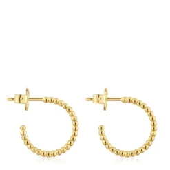 Pendientes aro cortos bolas con baño de oro 18 kt sobre plata 15 mm Basicos^TOUS Clearance