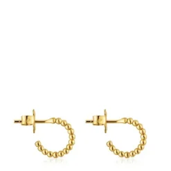 Pendientes aro cortos bolas con baño de oro 18 kt sobre plata 15 mm Basicos^TOUS Online