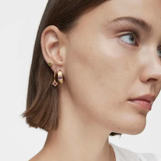 Pendientes aro cortos con baño de oro 18 kt sobre plata y amatista Basic Colors^TOUS Clearance