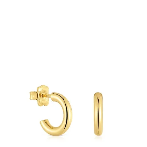 Pendientes aro cortos con baño de oro 18 kt sobre plata 14 mm Basicos^TOUS Sale