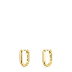 Pendientes aro cortos con baño de oro 18 kt sobre plata 12 mm Basicos^TOUS Discount