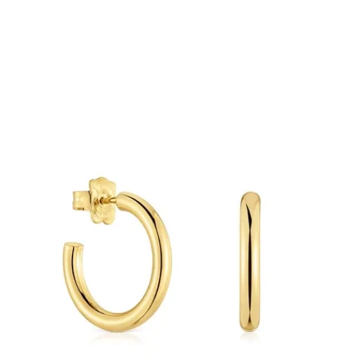 Pendientes aro cortos con baño de oro 18 kt sobre plata 20 mm Basicos^TOUS Sale