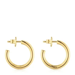 Pendientes aro cortos con baño de oro 18 kt sobre plata 20 mm Basicos^TOUS Sale