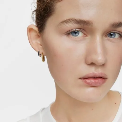 Pendientes aro cortos con baño de oro 18 kt sobre plata 18,2 mm Basicos^TOUS Outlet