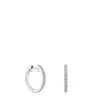 Pendientes aro cortos de oro blanco con diamantes 11 mm Les Classiques^TOUS