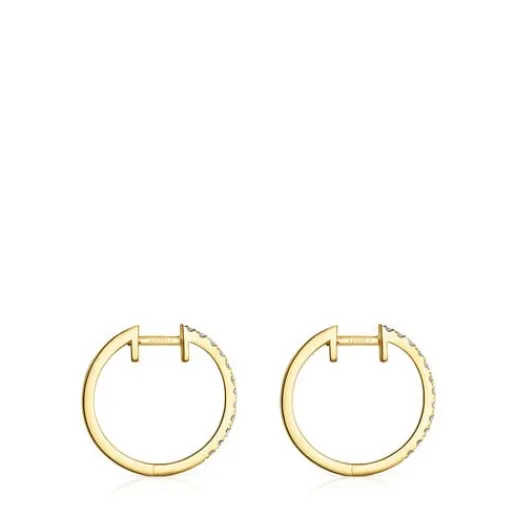Pendientes aro cortos de con diamantes 12,5 mm Les Classiques^TOUS Clearance