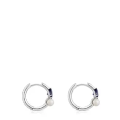Pendientes aro de oro blanco, iolita y perla cultivada Ivette^TOUS