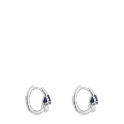 Pendientes aro de oro blanco, iolita y perla cultivada Ivette^TOUS