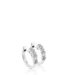 Pendientes aro de oro blanco con diamantes Bear^TOUS Outlet